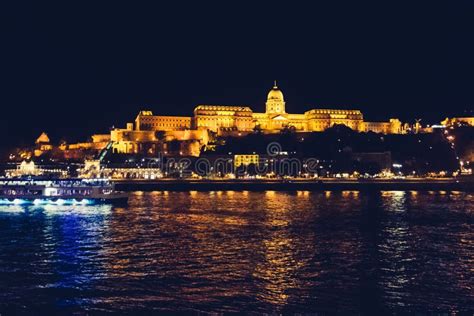 Buda Castle And Danube River At Night Stock Image Image Of Hill