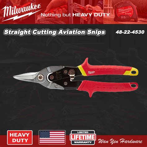 Heavy Duty Milwaukee Straight Cutting Aviation Snips 48 22 4530