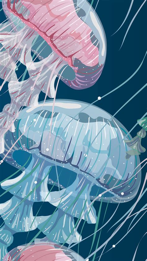 Medusa Jellyfish Drawing Blue Jellyfish Artsy Background Watercolor
