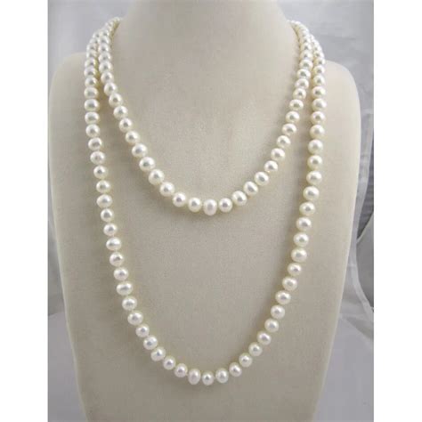 Free Shipping Long Natural Freshwater Pearl Necklace For Women 8 9mm