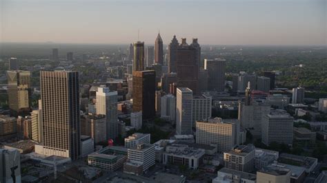 5k Aerial Video Flying By Downtown Atlanta Skyscrapers And High Rises