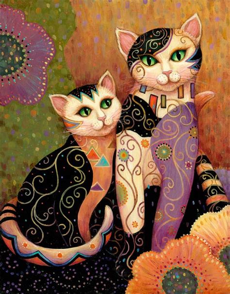 Kompanions By Marjorie Sarnat Cat Art Cat Painting Animal Art