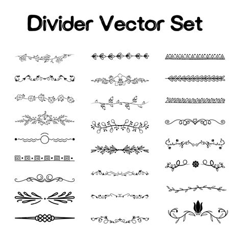 Text Divider Element Vector Set Text Divider Separated Divider Png