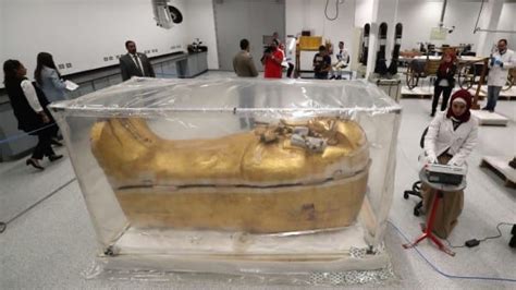 king tut s coffin was removed from his tomb for the first time ever the coffin is in very bad