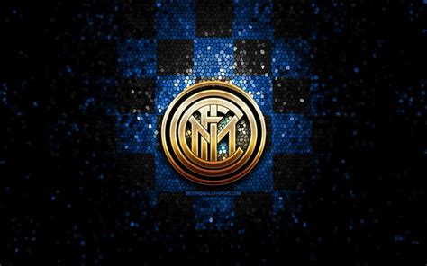 Update this logo / details. Download wallpapers Inter Milan FC, glitter logo, Serie A, blue black checkered background ...