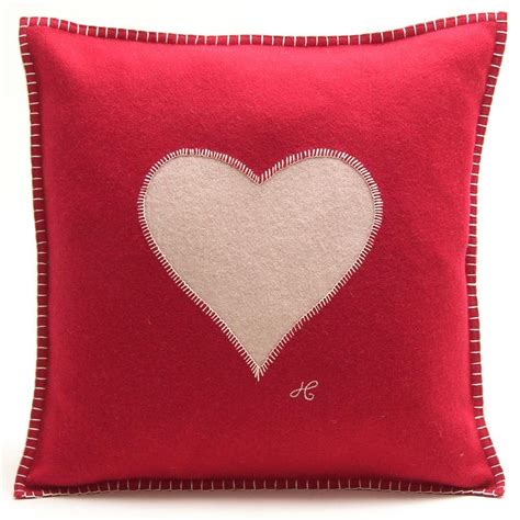 Heart Cushion Red Hand Embroidered Pillows Heart Cushion Red Cushions
