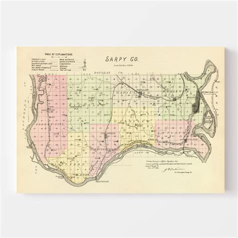 Vintage Map Of Sarpy County Nebraska 1885 By Teds Vintage Art