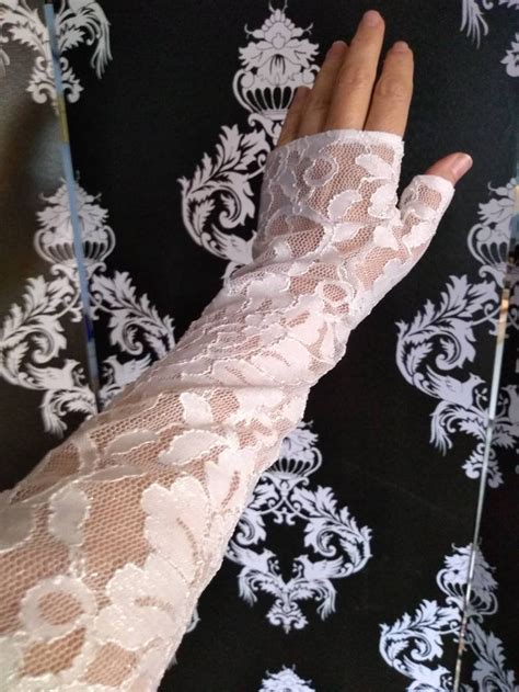 lacy white fingerless evening gloves etsy