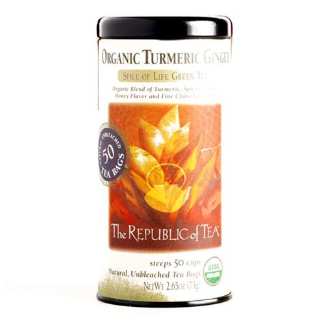 The Republic Of Tea Organic Turmeric Ginger Green Tea 265 Oz Each 3