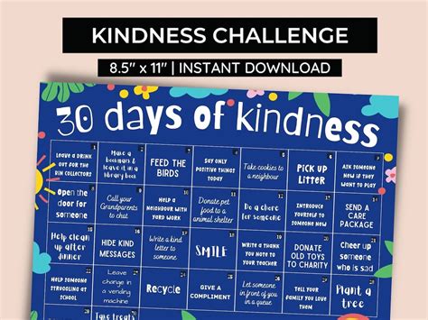 30 Days Of Kindness Challenge Random Acts Of Kindness Treat Etsy