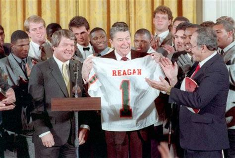 Ronald Reagan With The University Of Miami Jimmy Johnson Ronald Reagan Presidential History