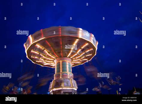 Canadian National Exhibition Rides At Night Toronto Ontario Canada