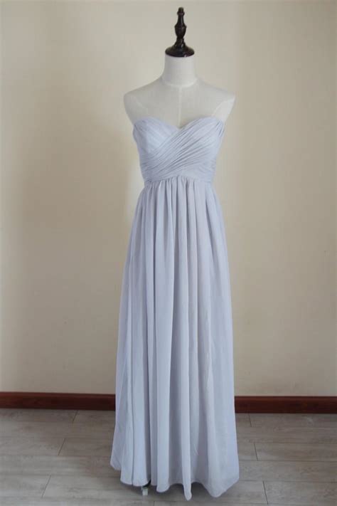 Light Gray Bridesmaid Dress Long Chiffon Light Grey Floor Length