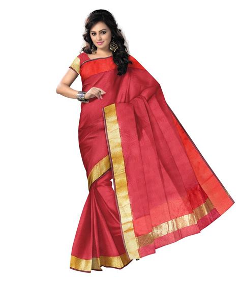 Kavitha Sarees Red Cotton Saree Buy Kavitha Sarees Red Cotton Saree