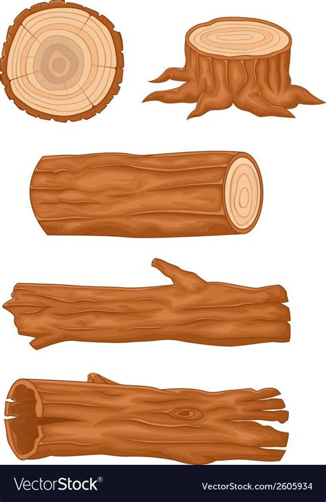 Vector Illustration Of Cartoon Wooden Log Collection Download A Free