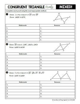 Write in the given information. Congruent Triangles (Geometry - Unit 4) by All Things Algebra | TpT