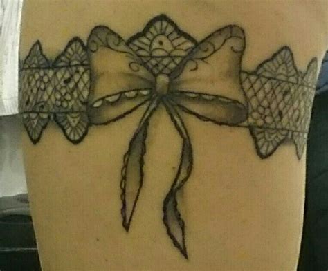 Lace Garter Tattoo On Thigh Amazing Detail On The Bow