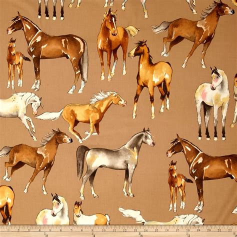 Alexander Henry Santa Fe Love Of Horses Taupe Horse Fabric