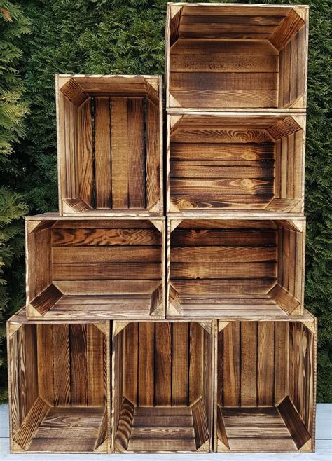 Amazing Wooden Crates Strong And Rustic Storage Fruit Apple Etsy Uk