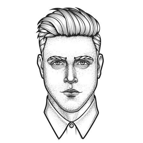 Premium Vector Hand Drawn Portrait Of Man Full Face Illustration
