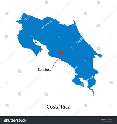 Detailed Vector Map Costa Rica Capital Stock Vector Royalty Free