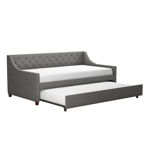 Novogratz Her Majesty Gray Linen Twin Daybed And Trundle 4330439n The