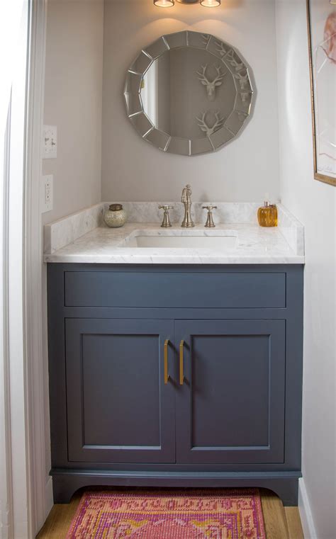You can find a lot of small powder room vanities online, requiring almost no installation, so your process for updating the bathroom is easy. Follow the link to see more of the gorgeous custom built ...