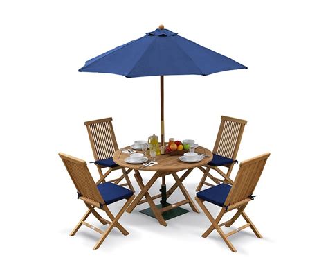 Here you'll find sets in a variety of styles and sizes, whether you need an intimate table for two or a larger outdoor dinette that easily seats six. Suffolk Folding Round Garden Table and Chairs Set - Teak ...