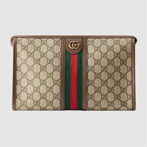 Gucci Gg Unisex Ophidia Gg Toiletry Case In Beigeebony Gg Supreme