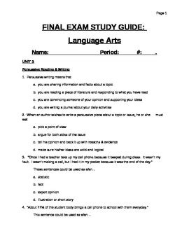 A collection of english esl worksheets for home learning, online practice, distance learning and english classes to teach about grade, 7, grade 7. 7th grade Language Arts final exam study guide by Ms ...