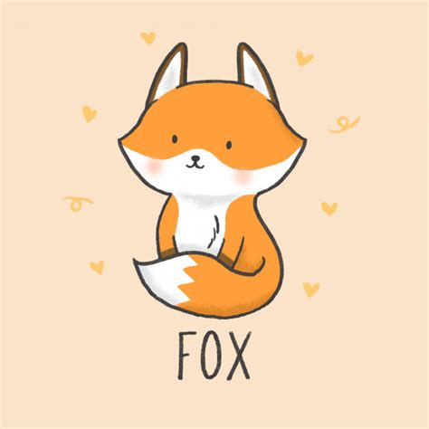 Cute Fox Cartoon Hand Drawn Style In 2020 Cute Fox Drawing Cute