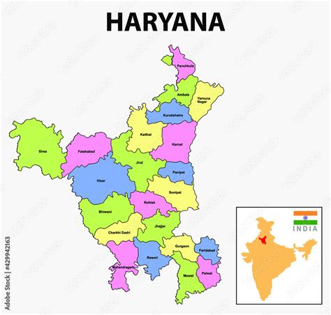 Haryana Map District Map Of Haryana In District Map Of Haryana