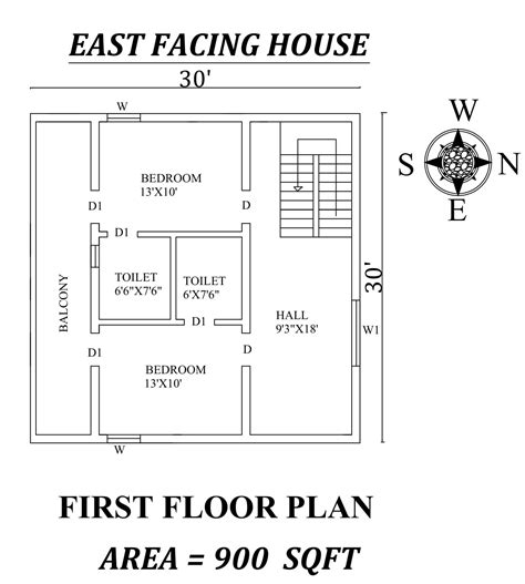 X East Facing First Floor House Plan As Per Vastu Shastra Autocad Dwg File Details Cadbull