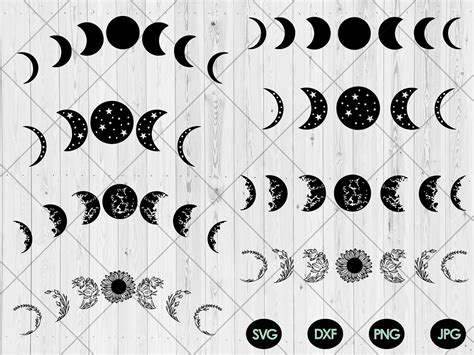 Moon Phase Svg Bundle Moon Phase With Star Svgdxfpng Etsy Canada