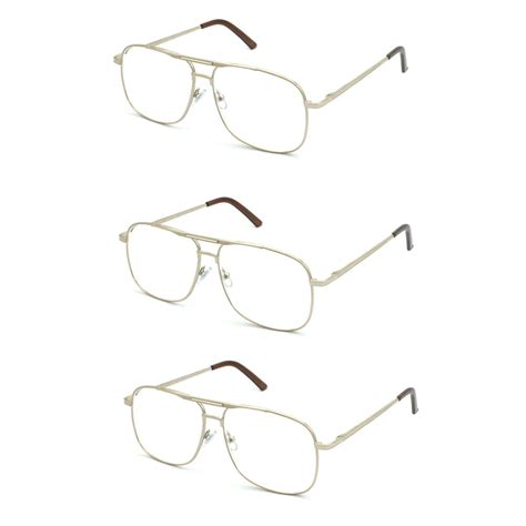 Eye Zoom 3 Pack Readers Metal Frame Square Aviator Style Geek Reading