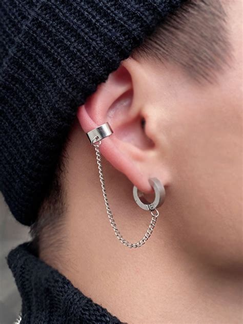 1pc Men Chain Decor Ear Cuff Ear Cuff Men Earrings Cuff Earrings
