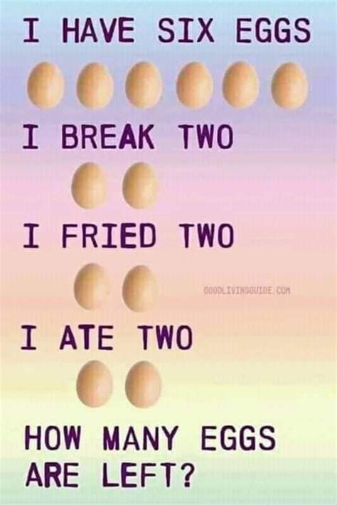 I Have Six Eggs With Answer Brain Teaser Math Riddles Brain Teasers