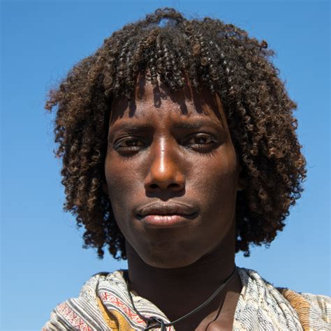 Portrait Of An Afar Tribe Man With Traditional Curly Hairstyle Afar