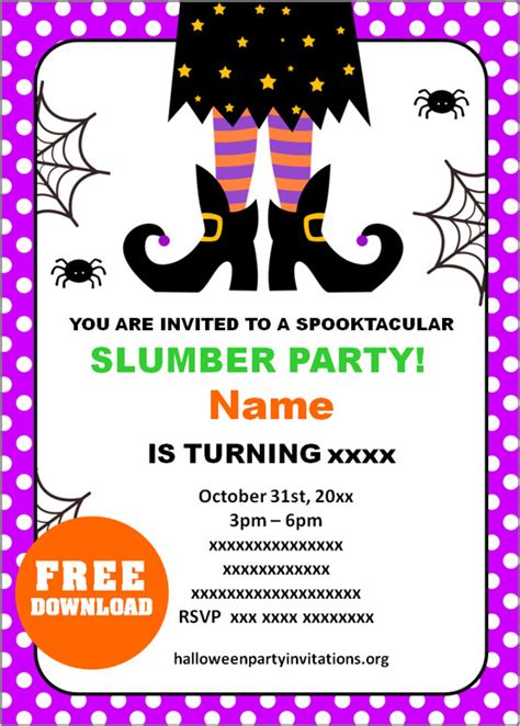 Free Printable Halloween Sleepover Invitations