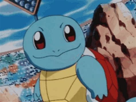 squirtle happily plucking flowers