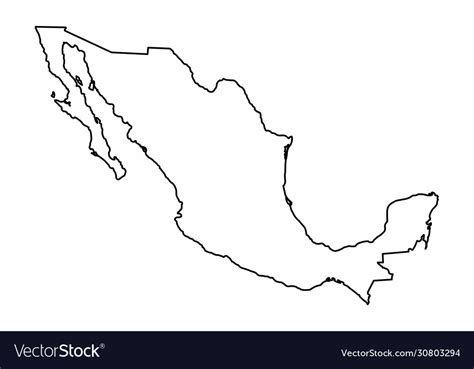 Mexico Outline Map Royalty Free Vector Image Vectorstock