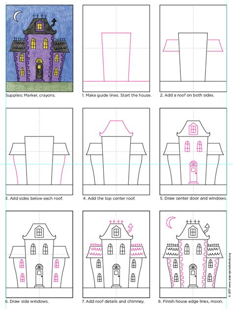 Draw An Urban Haunted House Art Projects For Kids