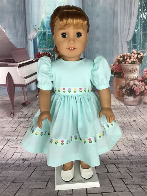 18 inch doll dress fits american girl dolls aqua dress with etsy 18 inch doll dress doll