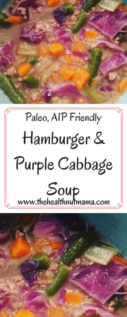 We are unable to find an exact match for: Hamburger & Purple Cabbage Soup - The Health Nut Mama