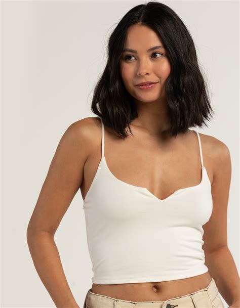 HEART HIPS Womens Split Neck Cami WHITE Tillys