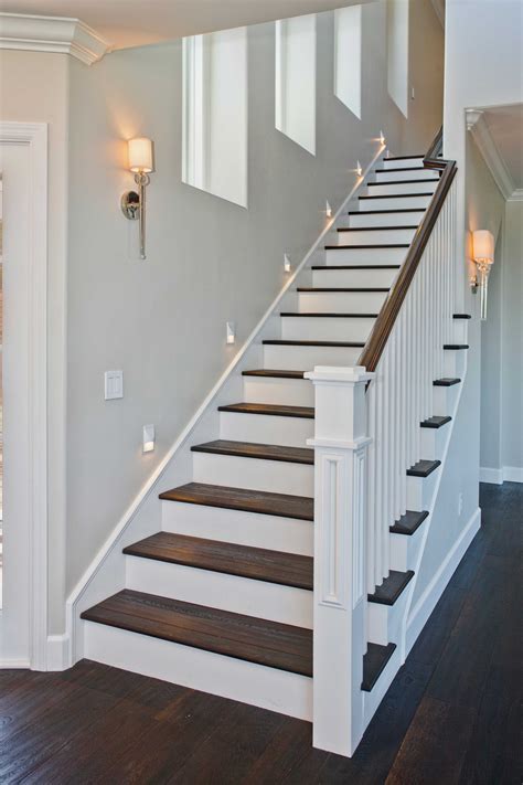 White Staircaseleaving Wood For Practicality Wood Staircase