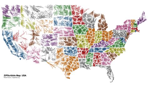 Connecting All Us Zip Codes In Numerical Order Map Us Map Cartography