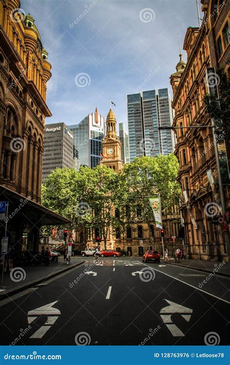 Downtown Sydney And Town Hall Clock Tower Around Midday Sydney New