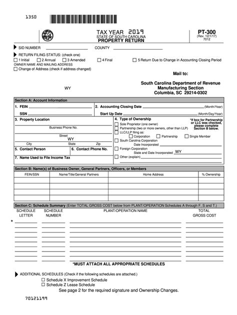 South Carolina Pt 300 2019 Fill Out And Sign Printable Pdf Template
