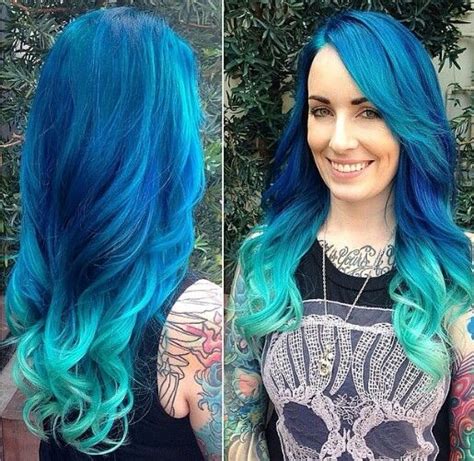 Blue Dip Dyed Hair Mermaid Hair Blue Green Hair Hair Inspiration Color